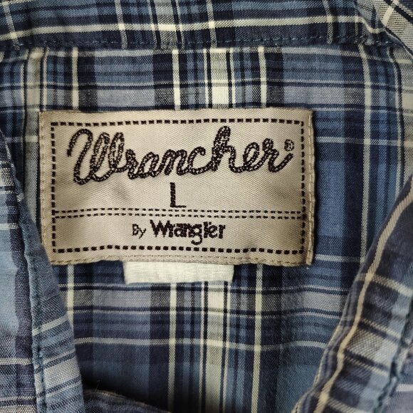 Wrangler Wrancher Pearl Snap Plaid Shirt Mens Large Western Rodeo - Picture 3 of 8